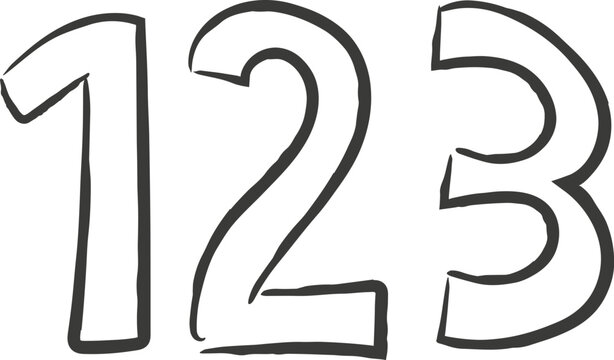 Numbers 123 Hand Drawn Doodle
