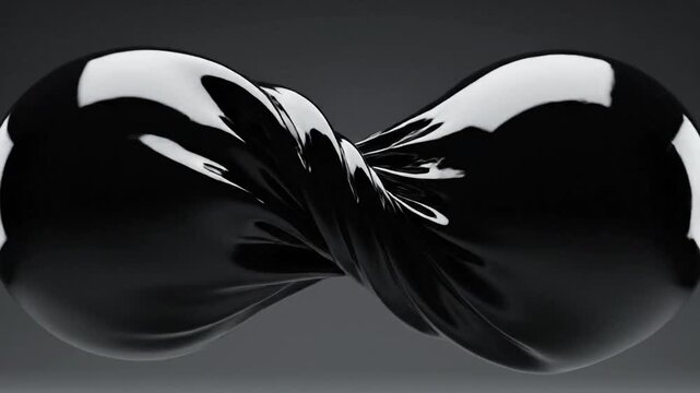 Abstract render of a deformed black figure in a dark background displaying smooth surfaces and reflections