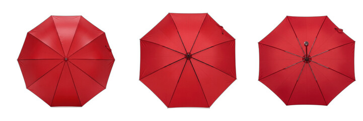 Bright Red Umbrella Open Viewed From Above Top Down Angle Rain Protection Weather Accessory Safety Object Fashion Seasonal Element Clipart Isolated White Background © Dr Stock