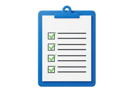 Blue clipboard with lined paper and numbered list