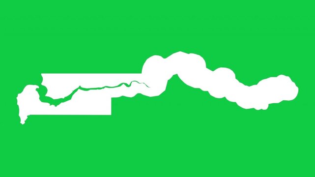 The Gambia map pop animation with green background