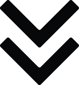 Double chevron down arrow scroll icon in minimalist line art style