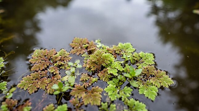 water plant biology, close-up of lush green azolla ferns floating on water, filling the frame