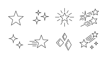 Star icons, vector starburst set, sparkle symbols, astronomy graphics © Stephen