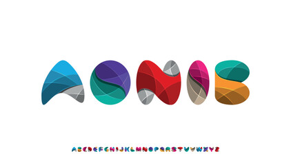 abstract colorful 3d alphabet font set, modern gradient typography, creative geometric letter collection © Vikas