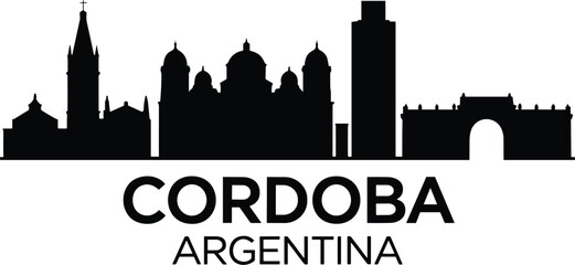 Silhouette Skyline of Cordoba Argentina with Text city © VectorVibe Studio