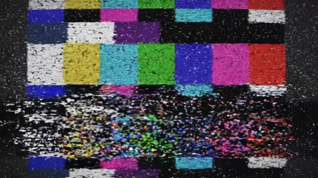 Static noise pattern created using glitch effects on television screen with VSRExport in an animation setup