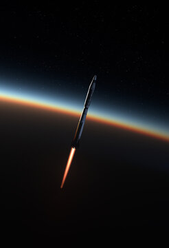 Space rocket going into outer space