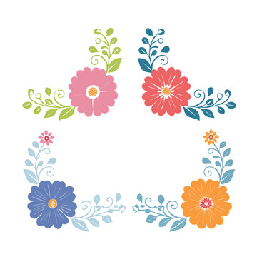 Floral corner decorations in flat design style