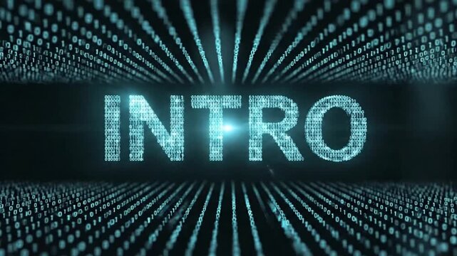 Tech VSRExport intro screen with flowing binary data displays activity and motion at night