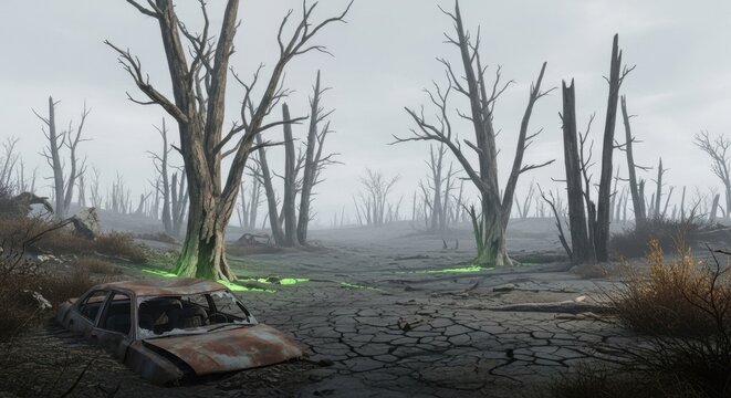 Abandoned Car in Haunted Forest