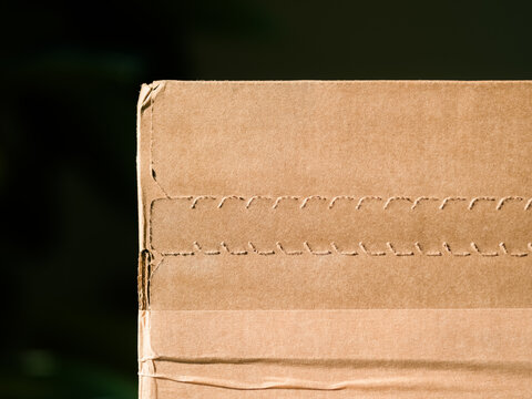 Close View of a Brown Cardboard Box 