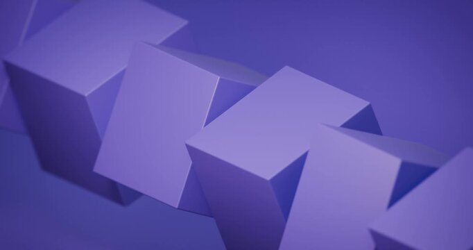 Abstract purple 3d block letter shapes background looping video animation