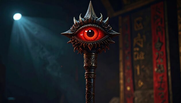Mystic eye staff fantasy magic symbol.