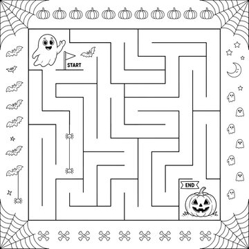 Educational halloween maze worksheet with start and finish worksheet halloween