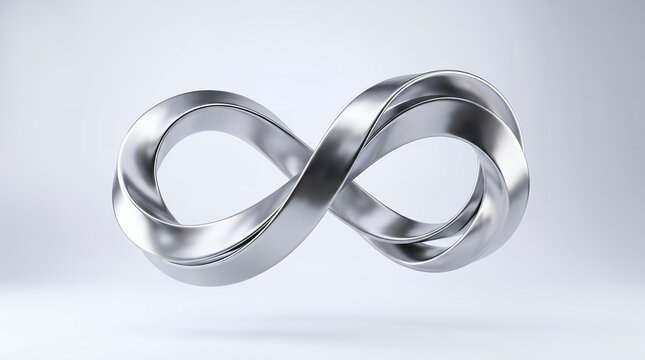 Chrome Infinity Loop Abstract 3D Render Minimalist Futuristic Technology Concept
