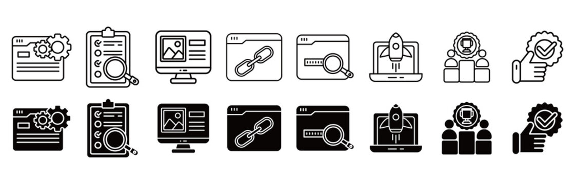 SEO icon set. ranking and optimization vector illustration concept