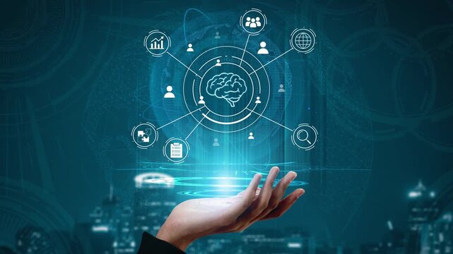 Hand Reaching for Futuristic Digital Icons Representing Knowledge, Data, and Connectivity in a Technology-Driven World. Entropy.