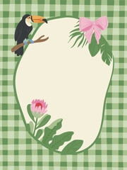Fototapeta premium Toucan Tropical Wedding Whimsical Frame