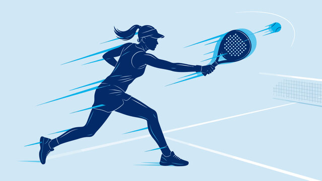 vector illustration of a padel athlete hitting a fast backhand shot