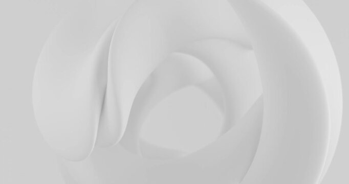 Abstract white spiral background with smooth curves looping video animation