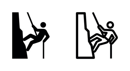 Fototapeta premium Rock climbing icon, black and white versions