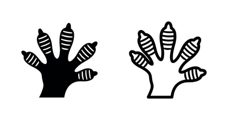 Fototapeta premium Gecko Foot Icons: Solid Black and Outline Styles