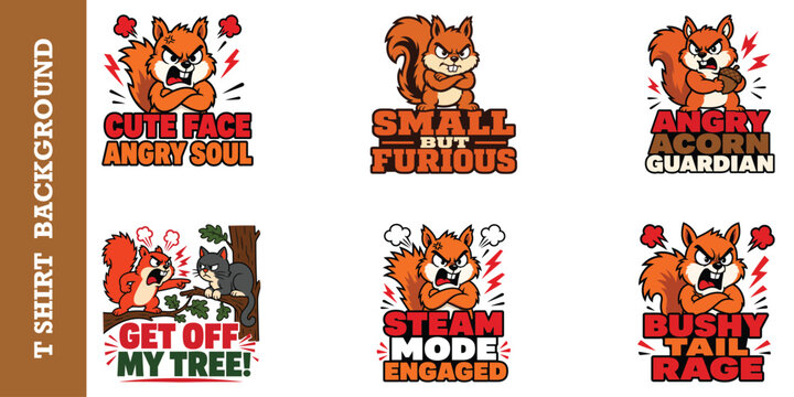 Cute face angry soul squirrel t shirt design illustration.