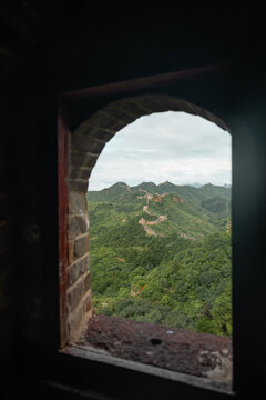 Looking out at the Great Wall from a hidden vantage point