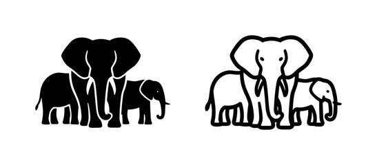 Elephant Family Icon - Mother and Calf © liubomir118809