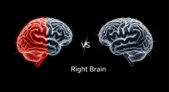 Left Brain vs. Right Brain Concept: Human Hemispheres, Logic, Creativity, and Thinking Styles of the Mind.