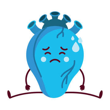 Blue heart character suffering from lack of oxygen
