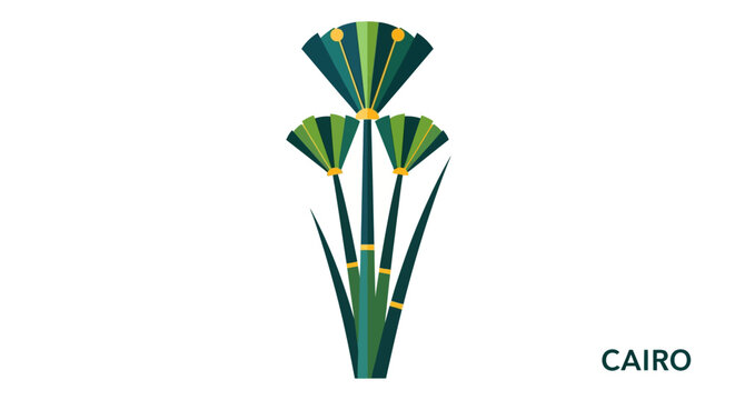 Illustrated Green Cairo Paper Lotus Graphic Design Element.