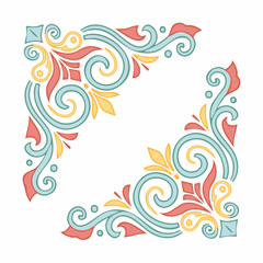 Fototapeta premium Decorative Corner Flourish with Swirls and Floral Elements