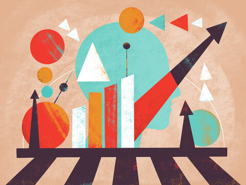Creative design of growth and data analysis in abstract style