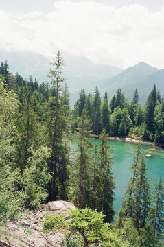 Alpine lake called Lac Vert near Chamonix, Alps, France