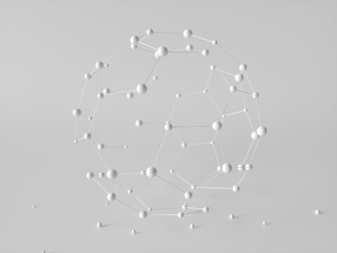 White 3D Sphere Made of Connected Nodes and Lines