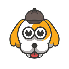 Fototapeta premium Funny Dog Mascot Character with Big Eyes Cartoon Logo Illustration