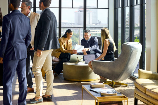 Business Meeting Held in Hotel Lounge