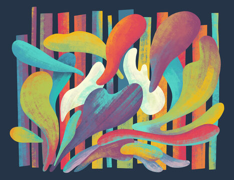 Colorful abstract shapes on dark background