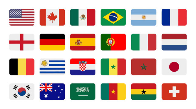 flags of the world in soccer worldcup.