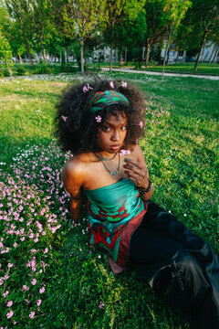 Flower Blossoms In Afro Hair
