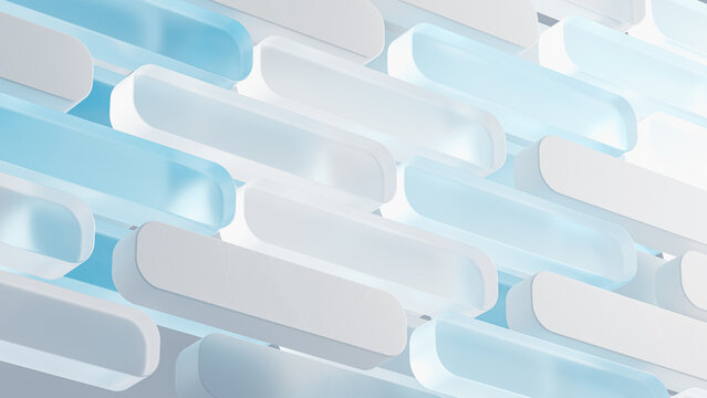 Abstract glass shapes in blue technology background design