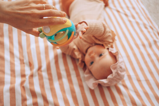 Baby playing on floor