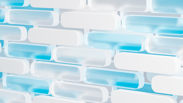 Abstract glass shapes in blue technology background design