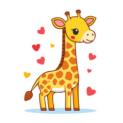 Obraz premium Cute cartoon giraffe with hearts