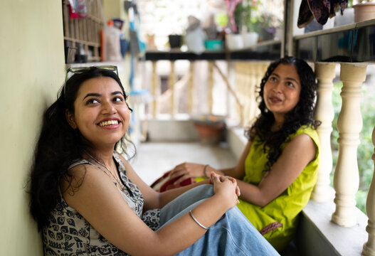 Two young Indian woman spending happy time