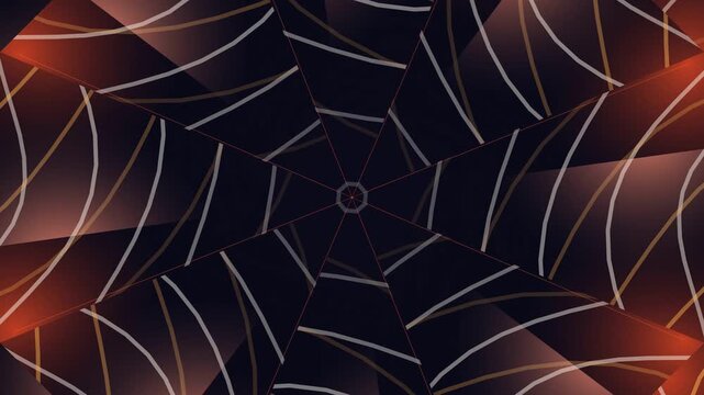 A dark geometric pattern illustration with white and orange lines