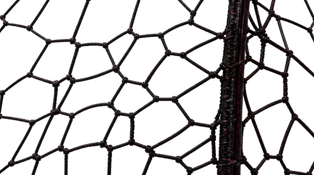 Detailed Close Up Mesh Net Material with Knotted Structure and Vertical Pole