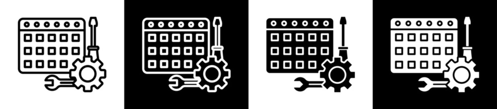 Schedule Icon Black And White Vector Illustration.